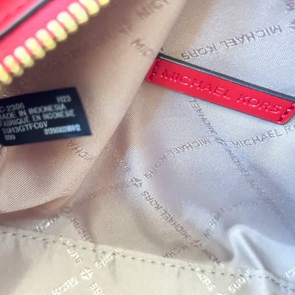 Michael Kors Jet Set Travel XS MINI Satchel Shoulder Crossbody Bag MK Gold/Red - Picture 15 of 15